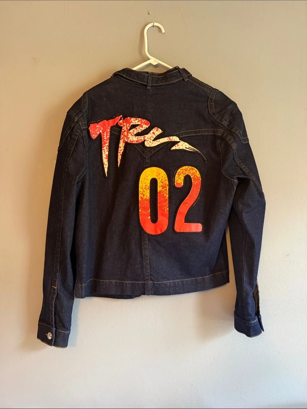 True Religion Dark Blue Denim Jacket with Embroidered Accents